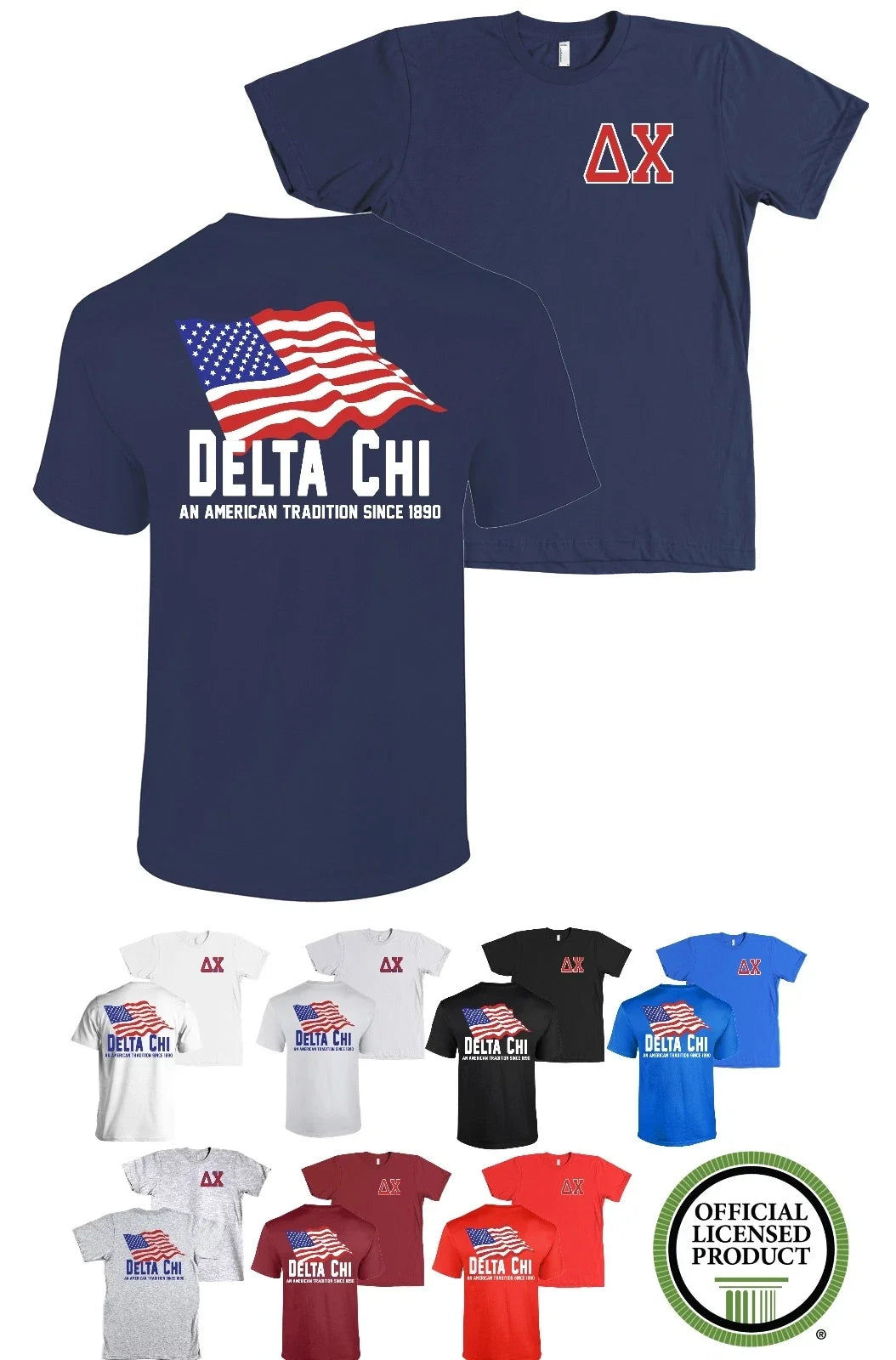 Delta Chi Fraternity Bella+Canvas American Flag USA Shirt Unisex