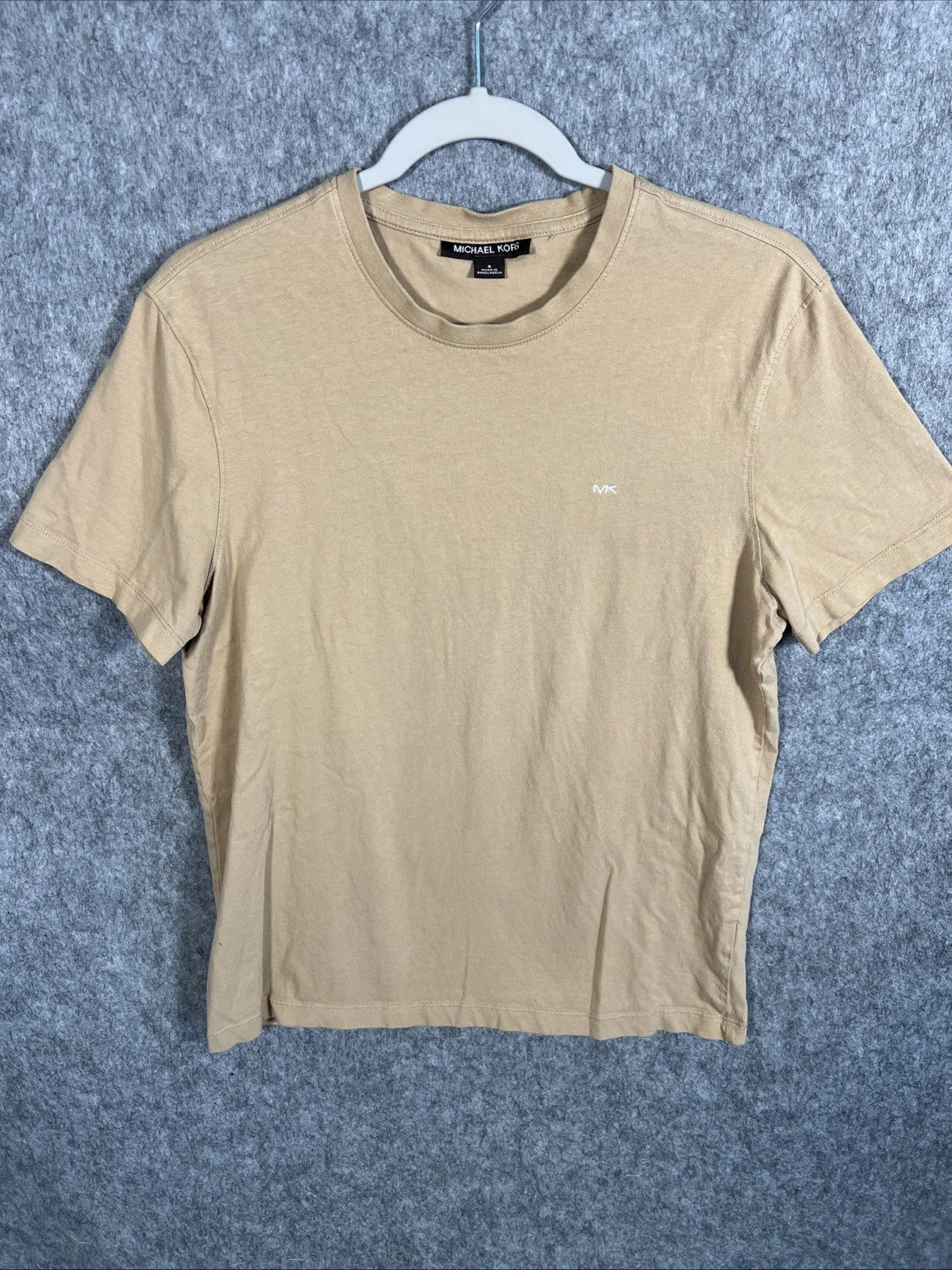 Michael Kors Men’s Small Tan Cotton Crew Neck Back Logo Short Sleeves Unisex