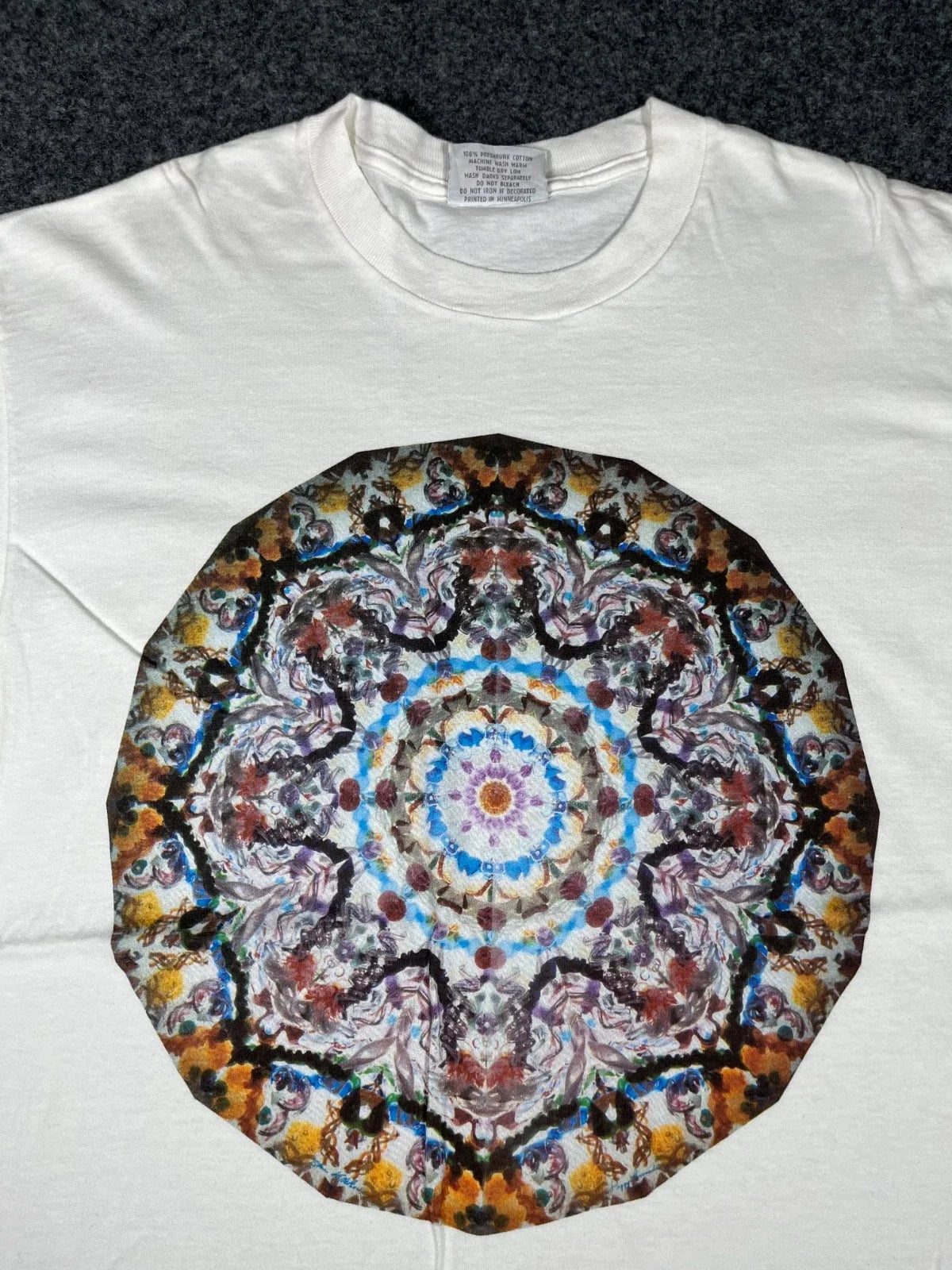Vintage 90s Mandala Art White XL Retro Boho Psychedelic Unisex
