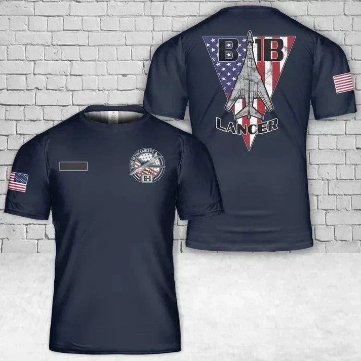 Custom Name US Air Force B-1B Lancer Bomber Jet Airplane Patriotic 3D Unisex