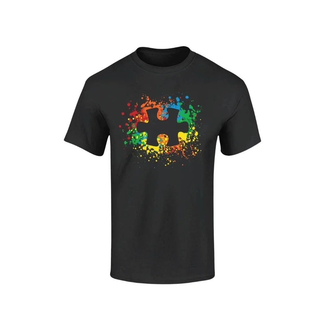 Autism Awareness Splatter Paint Puzzle Piece Autism Shirts Unisex