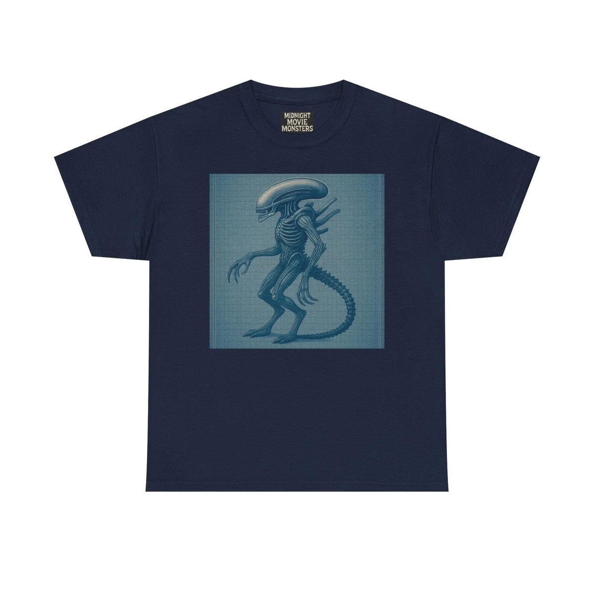 Alien Xenomorph Blueprint Unisex Heavy Cotton Tee Sci-Fi Shirt Vintage Unisex
