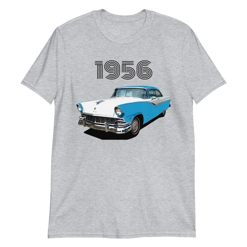 1956 Ford Fairlane Turqoise White 2 dr Hardtop Antique Car Short-Sleeve Unisex