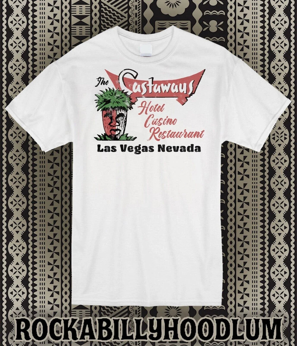 Retro Tiki Art Tee T Shirt Cotton Mug Bar Castaways Las Vegas Hotel Casino Unisex