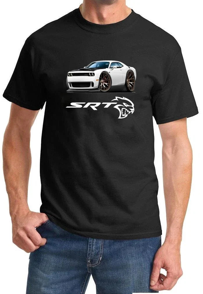 Challenger SRT Hellcat Classic White Muscle Car Design Tshirt NEW Unisex