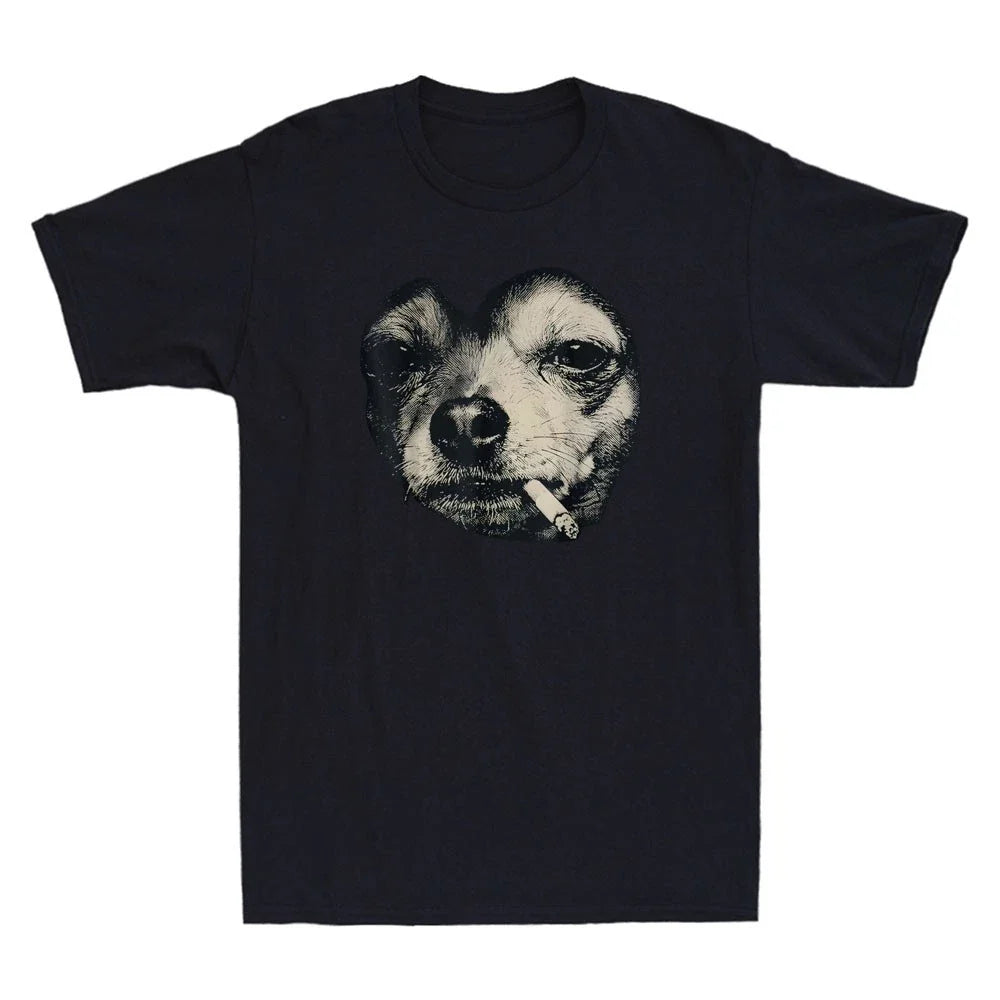 Dog Smoking Cigarette Funny Chihuahua Meme Vintage Men's Short Sleeve Unisex