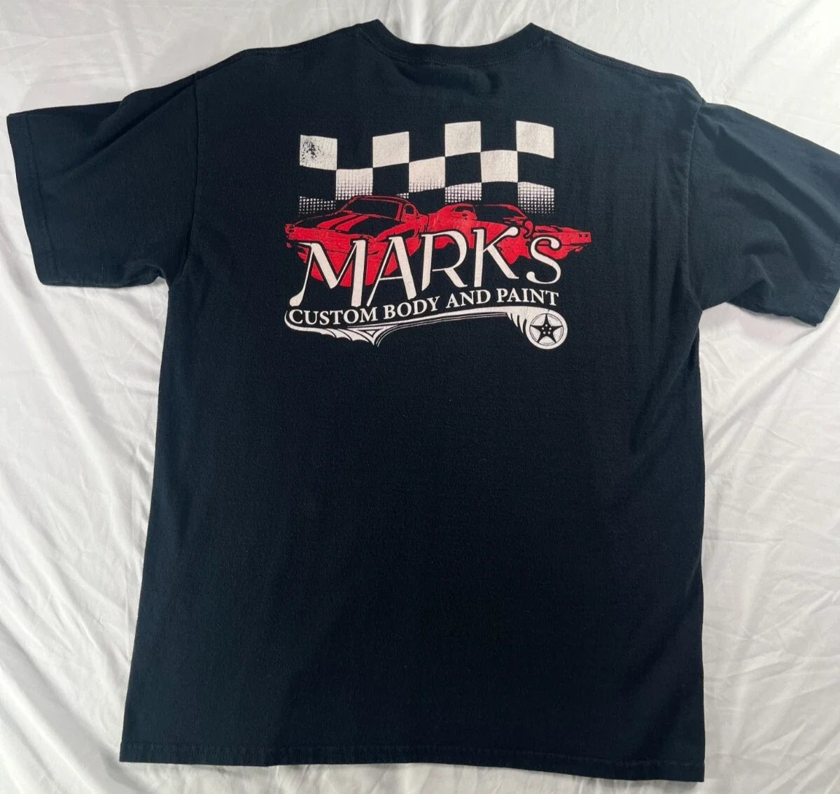 Vintage Gildan Mens Sz Large Black Mark's Custom Body And Paint Unisex
