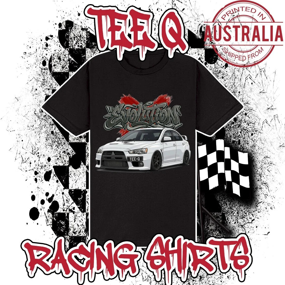 Mitsubishi Lancer Evo X Graffiti Series ~ Black Gildan Cotton Tee JDM Unisex