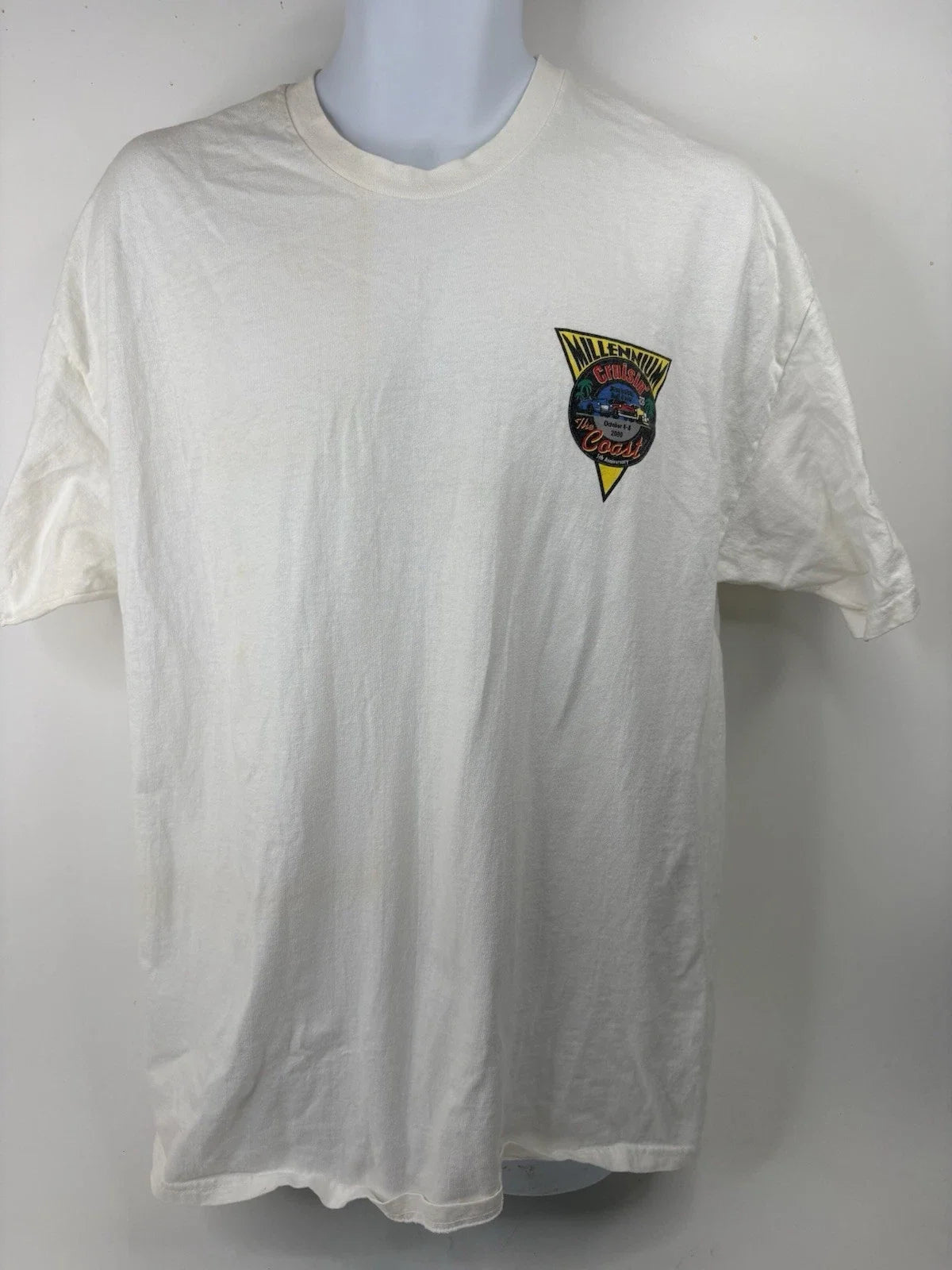 2000 Cruisin The Coast Shirt Mens L White Biloxi Car Show Graphic Tee Unisex