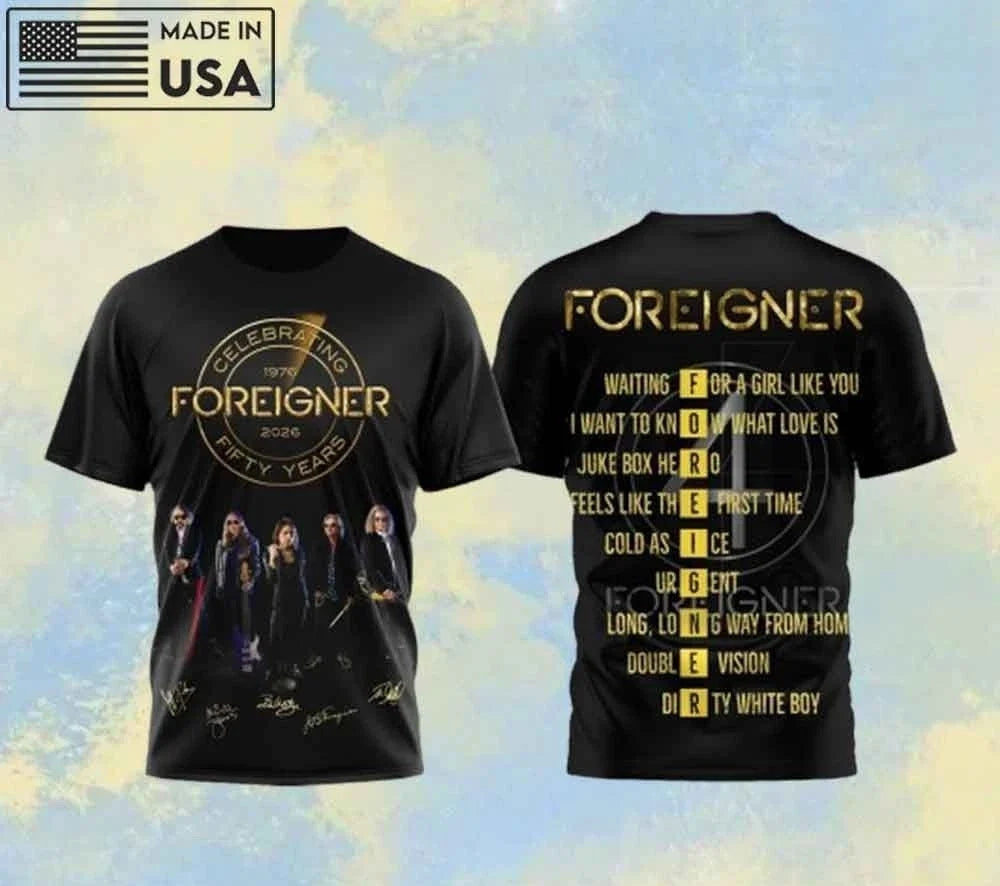 Foreigner Fifty Years Anniversary Rock Band AOP Unisex