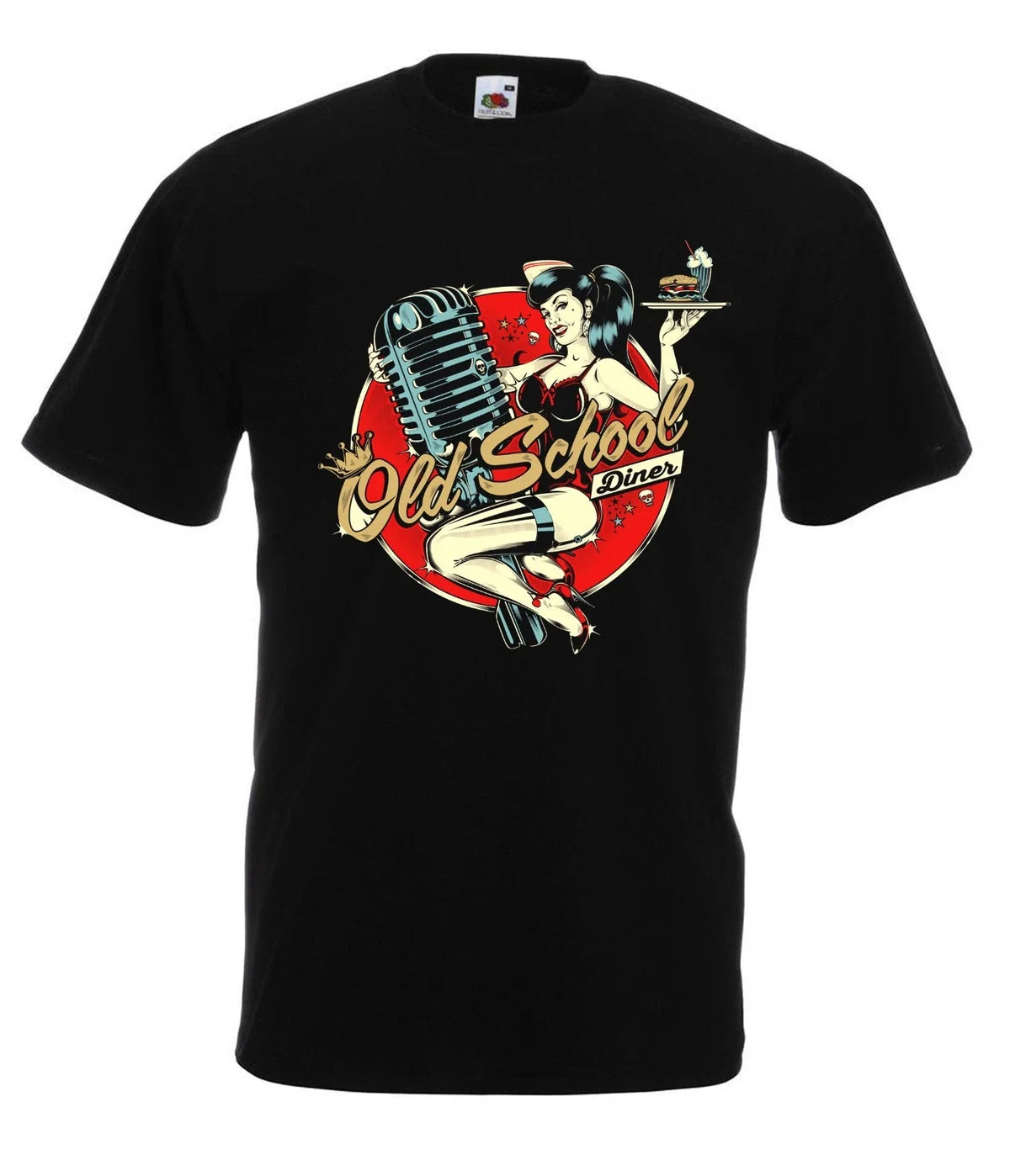 Old School Diner Girl Custom Rockabilly Vintage Black -N/629-SW Unisex
