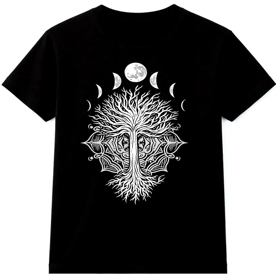 Tree of Life Moon Phases Graphic Mystical Celestial Spiritual Art Tee Unisex