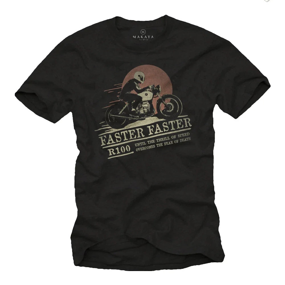 CUSTOM BIKER MENS T SHIRT WITH R100 MOTORCYCLE - SHORT SLEEVE CAFE RACER TEE Unisex