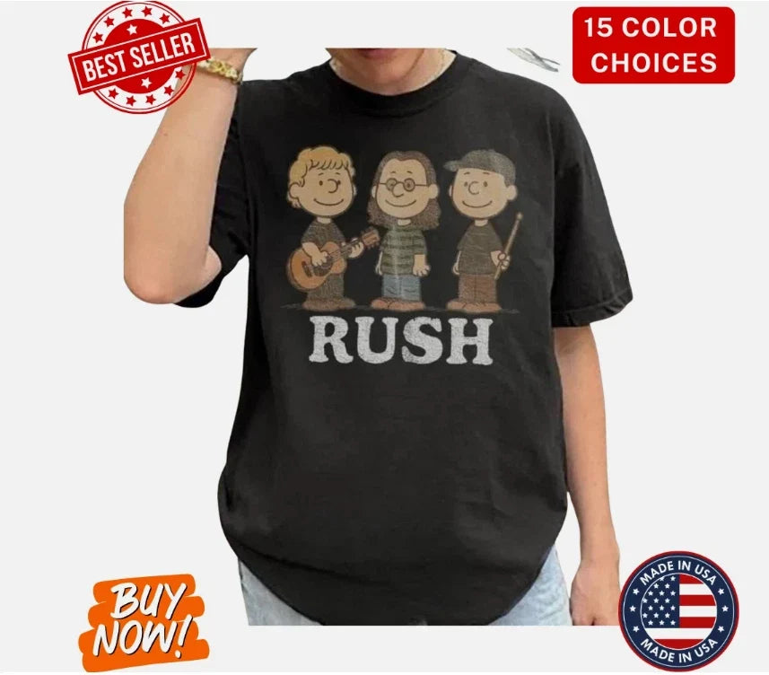 Rush Band Cartoon Fan Gifts Unisex Rush Inspired Tee S-5XL Fan Music Tee Unisex