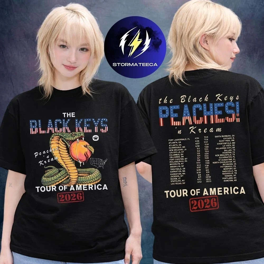 The Black Key Shirt Peaches N Kream World Tour 2026 Snake 2-Sided Fan Gift Tee Unisex
