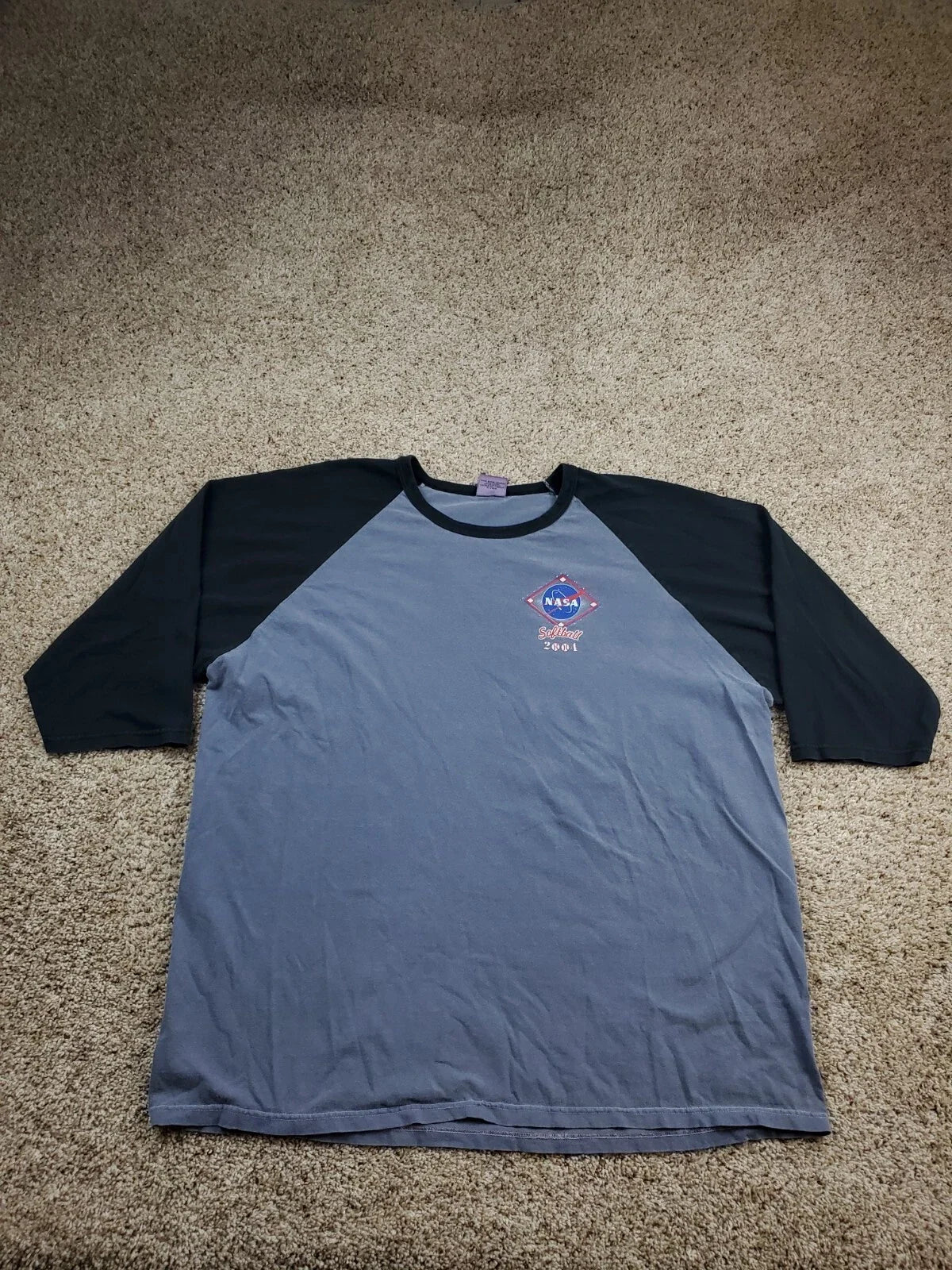 Vintage NASA Softball T Shirt 2XL Mens Gray Anvil Softball 2004 Raglan Sleeve Unisex