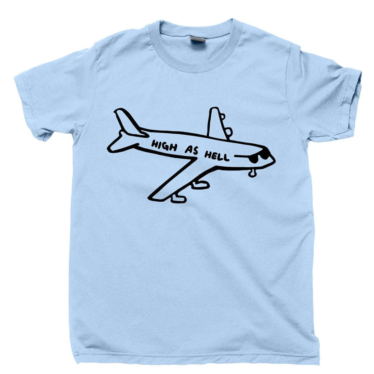 Flying High As Hell T Shirt Cannabis Stoner Pot Head Bong Water Pipe Bowl Tee Unisex