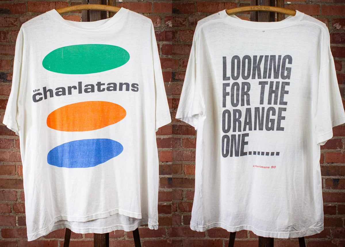 Vintage Charlatans Looking for the Orange One Concert T Shirt 1990 White Unisex