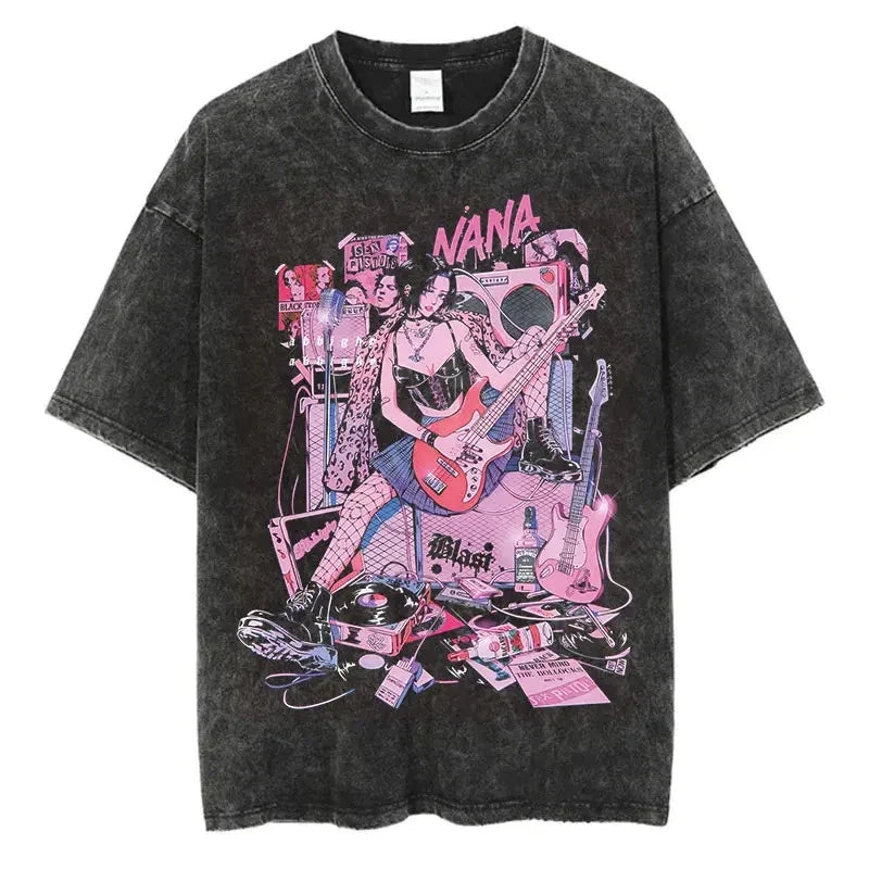 Japanese Anime NANA Vintage Washed Harajuku Graphic Tee Unisex S-XXXL Unisex