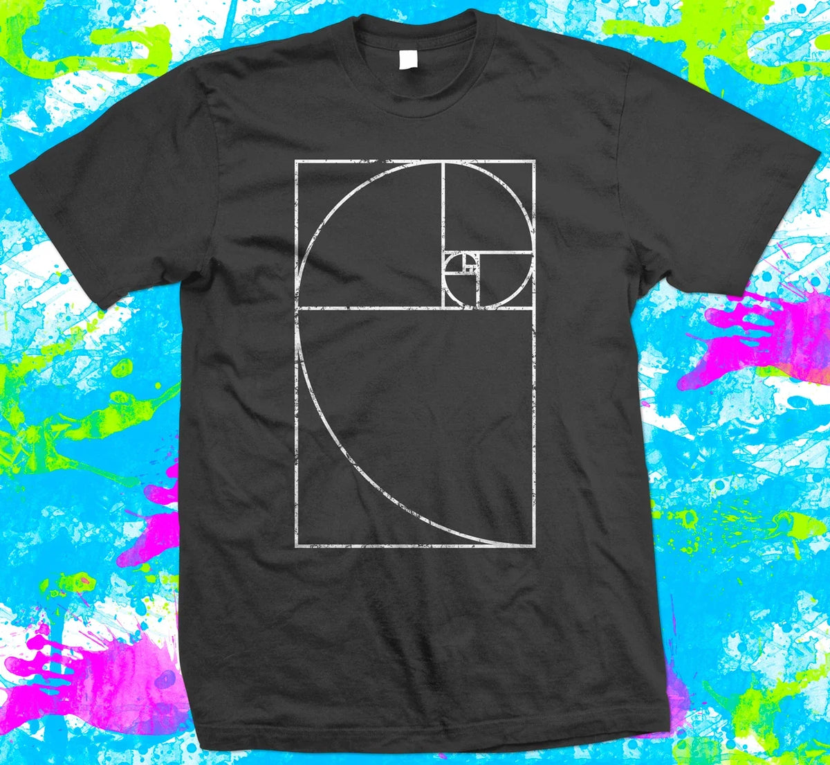 Fibonacci Spiral Mathematics Geek - T Shirt - 6 colour options - XS to 5 XL Unisex