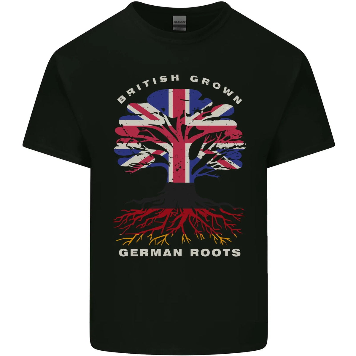 British Grown German Roots Germany Flag Mens Cotton Tee Top Unisex