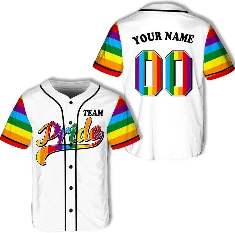 Custome LGBT Pride Baseball Jersey, LGBT Flag Rainbow Baseball Jersey Unisex