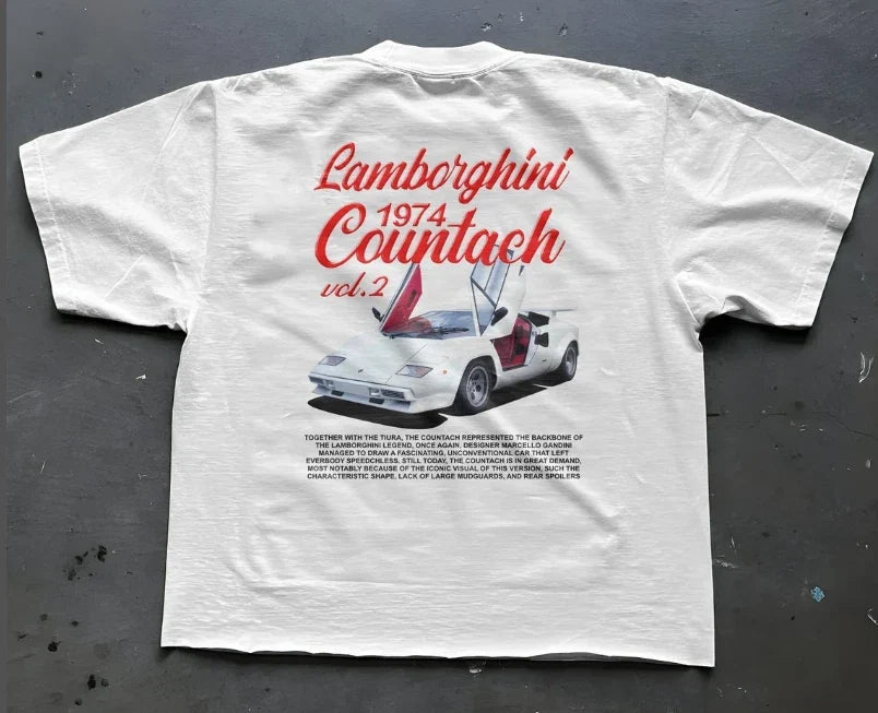 Lamborghini Countach - 1974 Print Original Art Car Shirt Poster Type Design Unisex