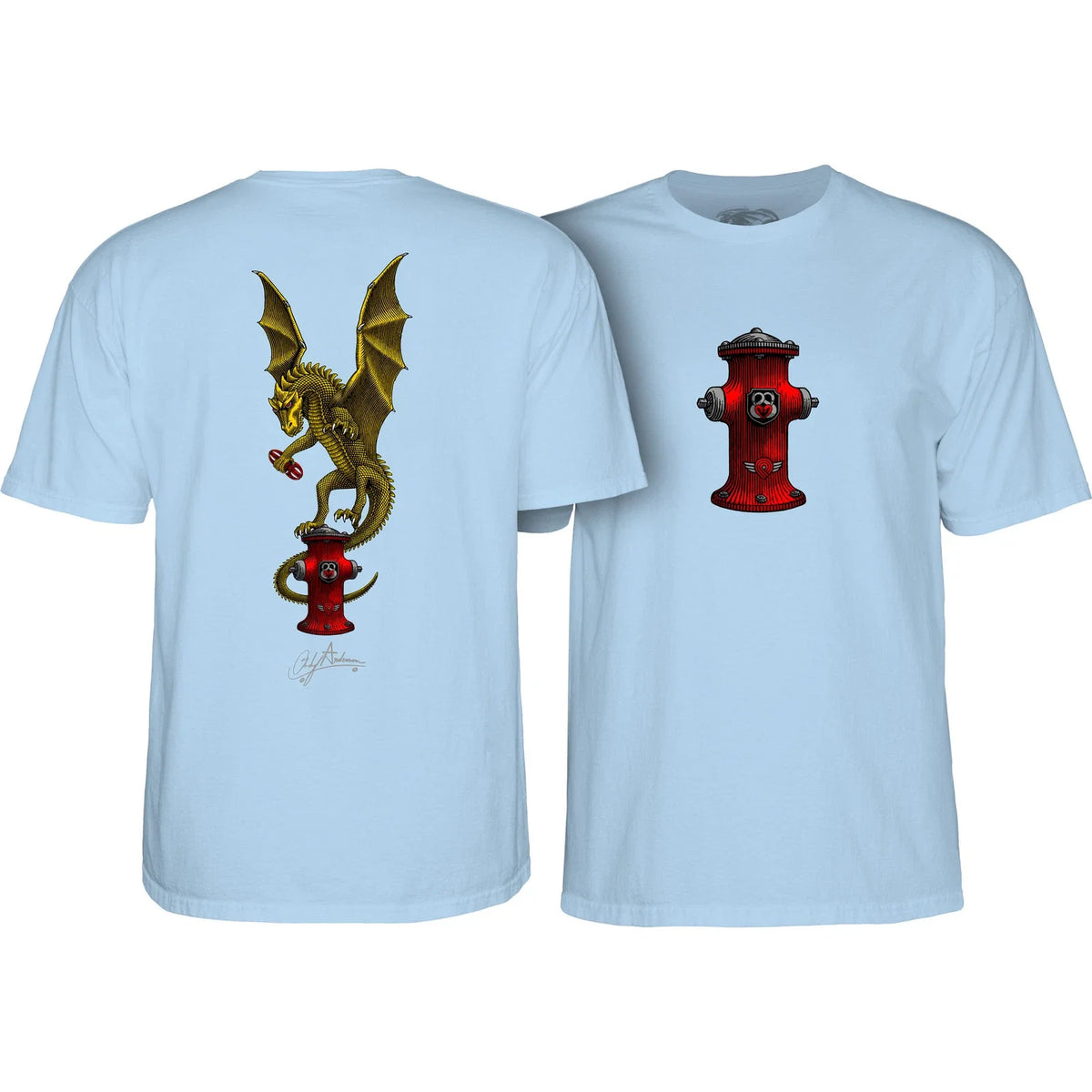 Powell Peralta Skateboard Shirt Andy Anderson Vajra Light Blue Unisex