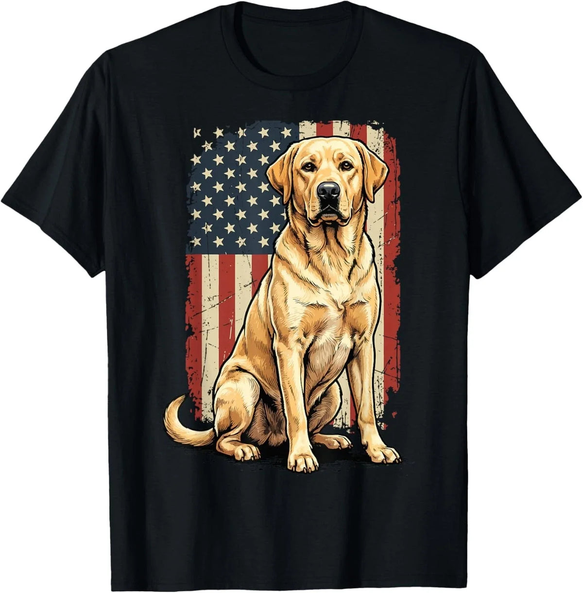 Yellow Labrador Retriever USA Flag , Patriotic Lab Dog Dad Gift Tee Shirt Unisex