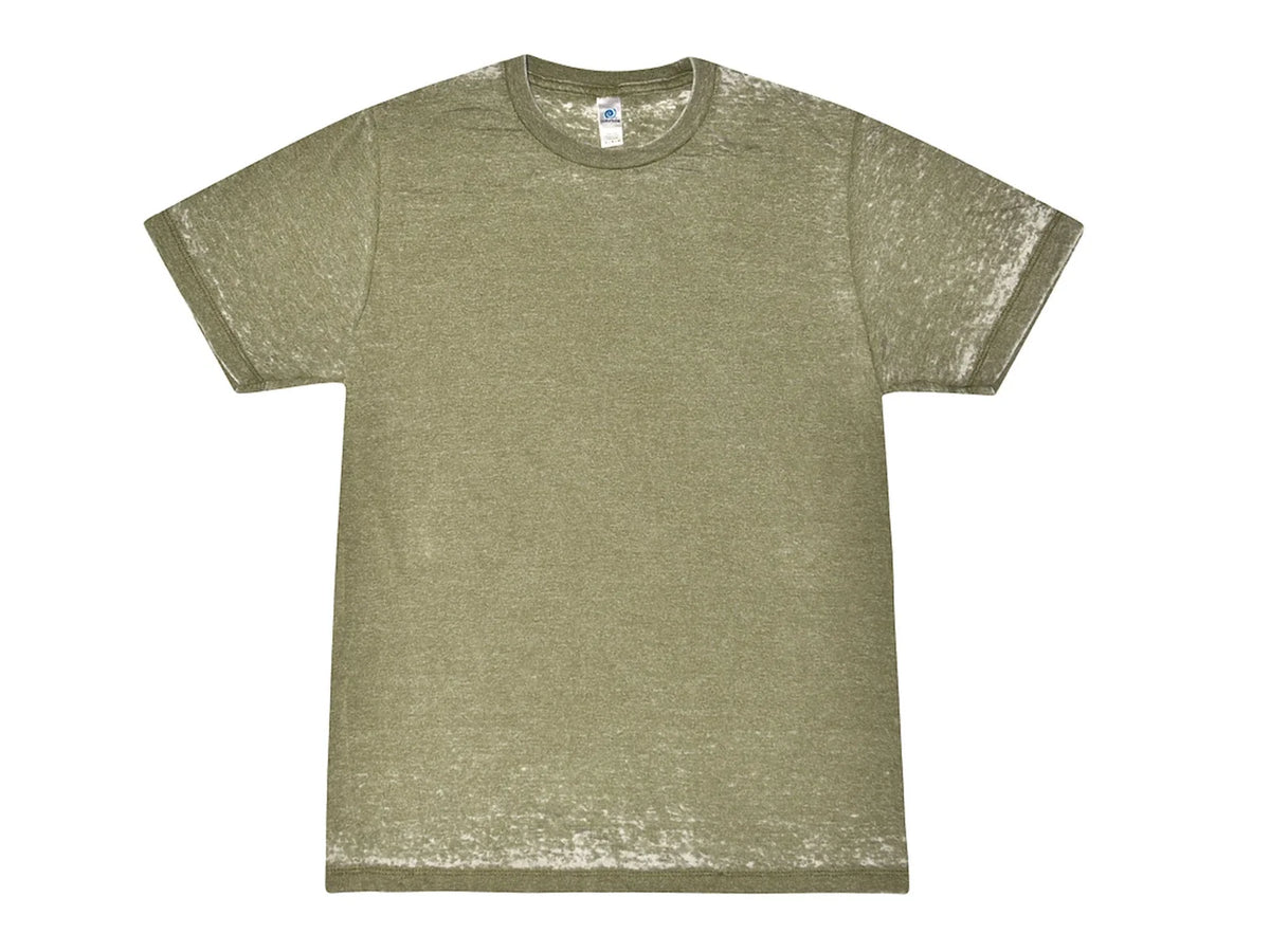 Olive Acid Wash Burnout s Adult S-3XL 50/50 Cotton/Polyester Blend Unisex