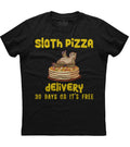 Sloth Pizza Delivery, Funny Sloth Pizza Mens Short Sleeve Cotton Black Unisex