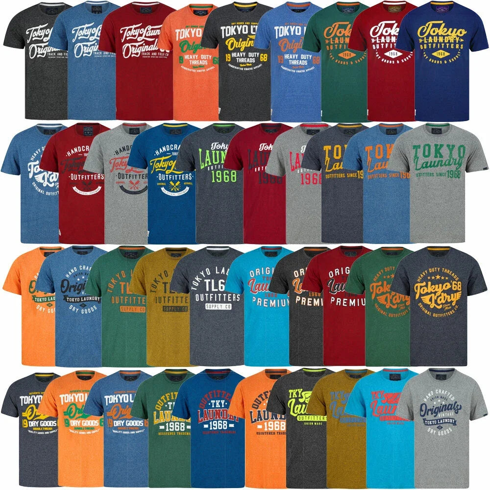 Tokyo Laundry Men's Vintage Retro Graphic Print Cotton Blend Jersey Top Unisex