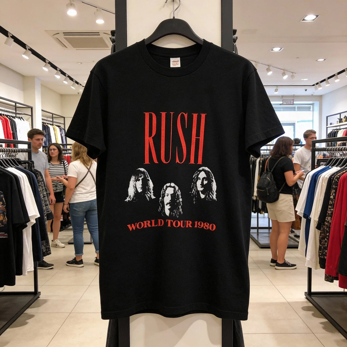 1980 Rush Permanent Waves Tour Shirt Unisex Black All size Shirt Unisex