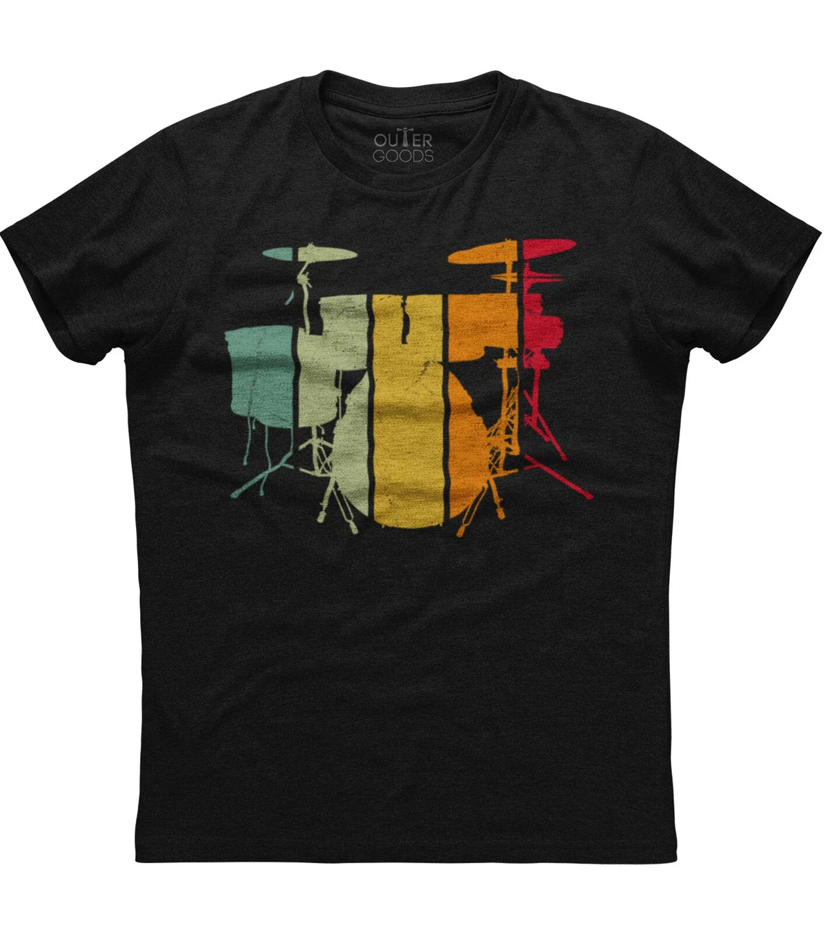 Vintage Drummer Drumming Drum Set Printed Mens Short Sleeve Cotton Black Unisex