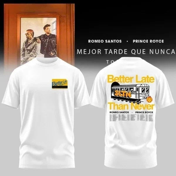 Romeo & Prince Mejor Tarde Que Nunca Tour 2026 Edition White Tshirt Unisex