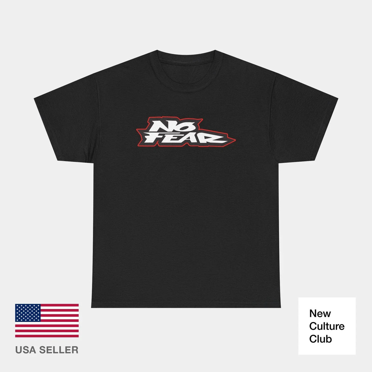 No Fear Lifestyle 90s Gaming Skate Racing Sports T Shirt Black Cotton Tee Unisex