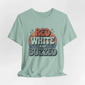 Red White and Buzzed tee | Retro 4th of July drink pun Unisex