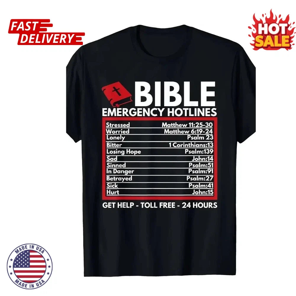 Bible Emergency Numbers - Funny Christian Bible & Jesus Unisex S-5XL NEW Unisex