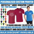 Personalised Custom Printed Gildan Ringspun Text Logo stag do hen GD001 Unisex