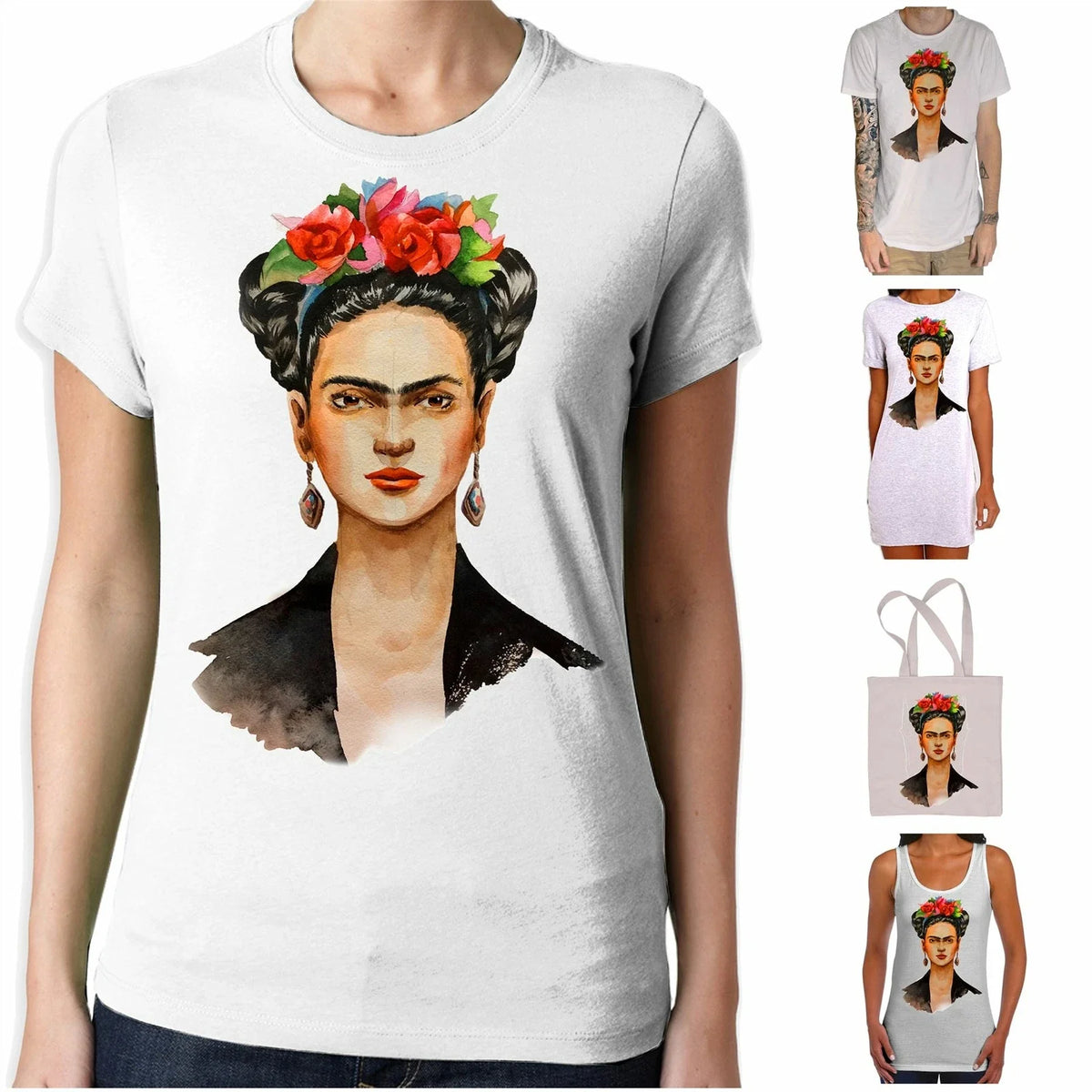 Frida Kahlo Portrait T Shirt - Modern Art Hipster Vintage Unisex