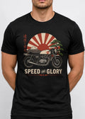 Vintage Japanese Cafe Racer Motorcycle T Shirt Retro Speed and Glory Biker Tee Unisex