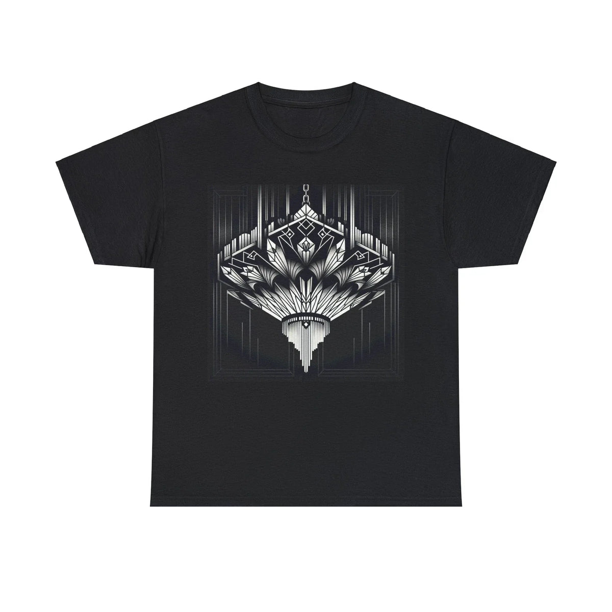 Unisex Adult T Shirt Elegant Art Deco Geometric Black Chandelier Design Retro Unisex