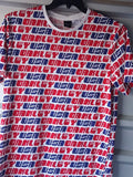 Vintage Oakley Shirt Mens Medium Red Blue Allover AOP USA Custom Fit Graphic 90s Unisex