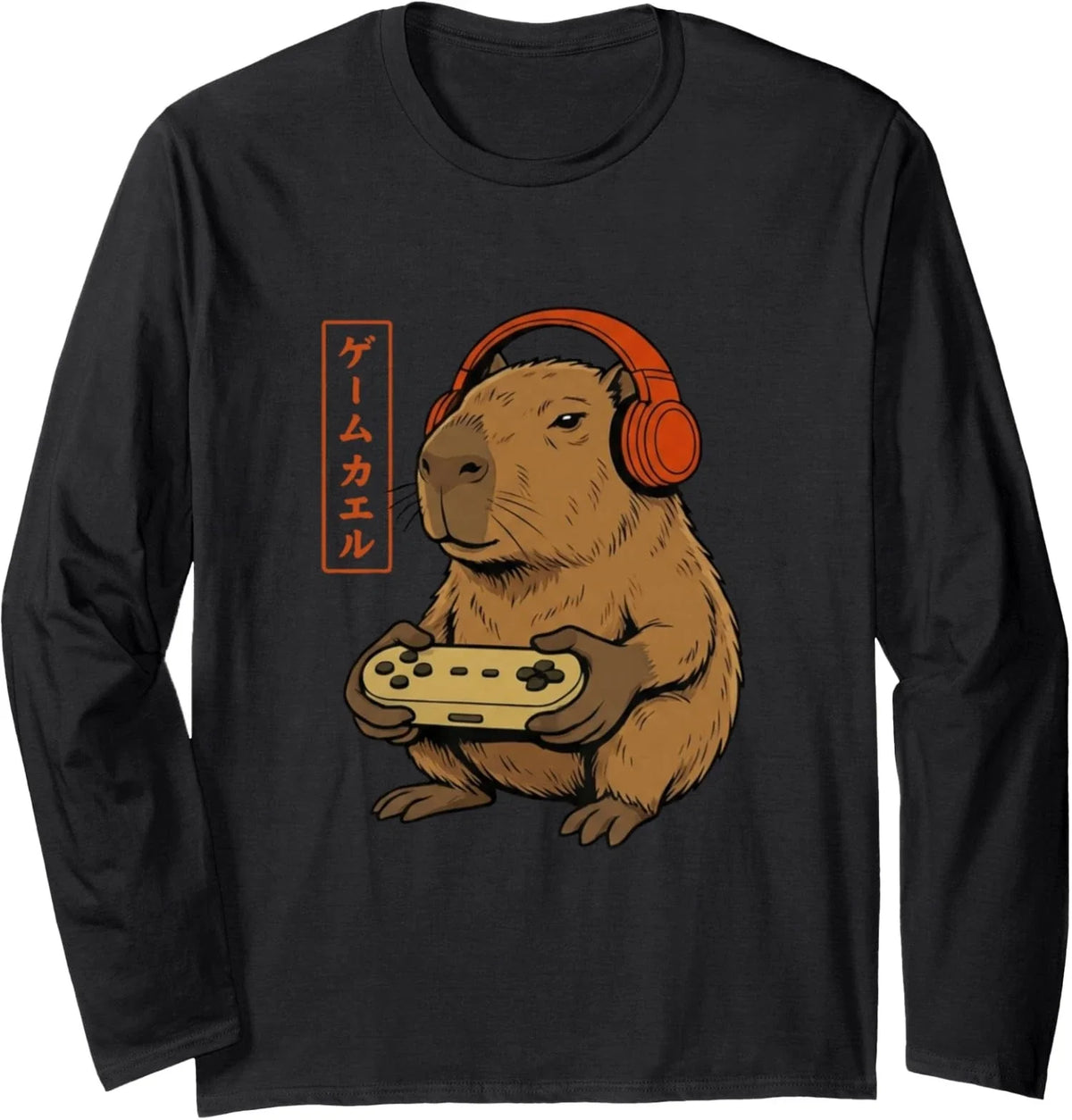 Japanese Gamer Capybara Funny Gaming Art Long Sleeve Unisex