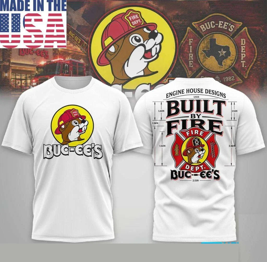 Buc-ee’s Firefighter Engine House Designs Double Sided Unisex Full Sizes S-5XL Unisex