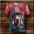 USA Patriot Dog - Distressed American Themed Grunge T Shirt Unisex