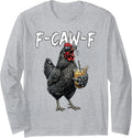 Vintage Rooster F Caw F Coffee Drinker Sarcastic Humor Long Sleeve Unisex