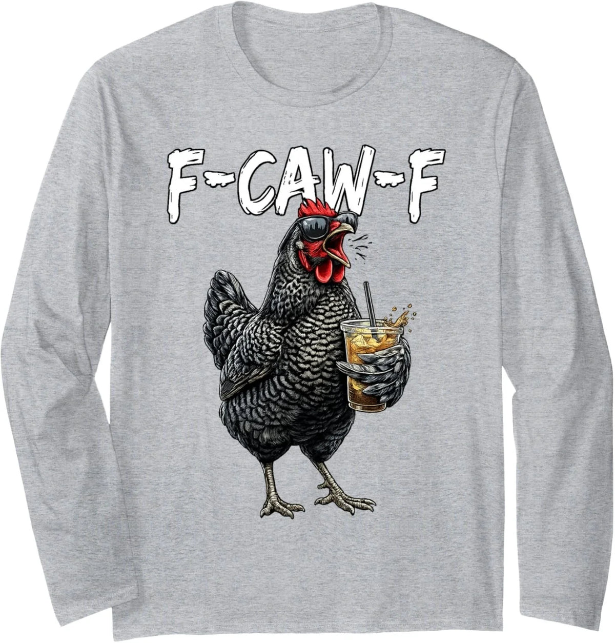 Vintage Rooster F Caw F Coffee Drinker Sarcastic Humor Long Sleeve Unisex