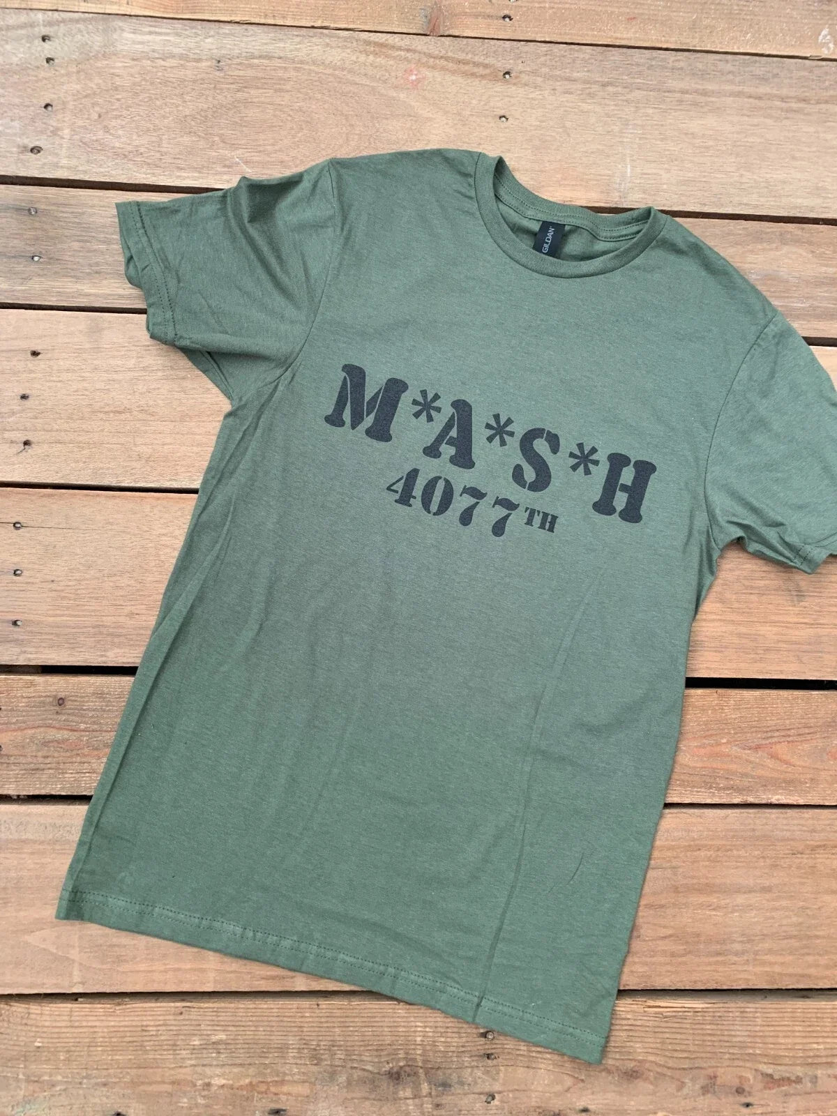Mash 4077th Retro Classic 70s T Shirt Military Green Unisex