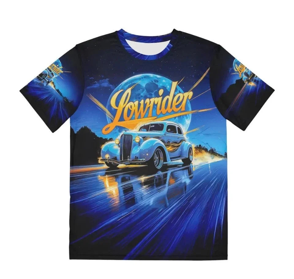 Lowrider Art Shirt , Classic Cruiser Night Drive Tee ,Retro Street Car Graphic S Unisex